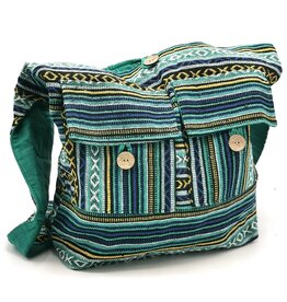 Trukado Hobo bag Woven Fabric with Ethnic Pattern  Turquoise-green