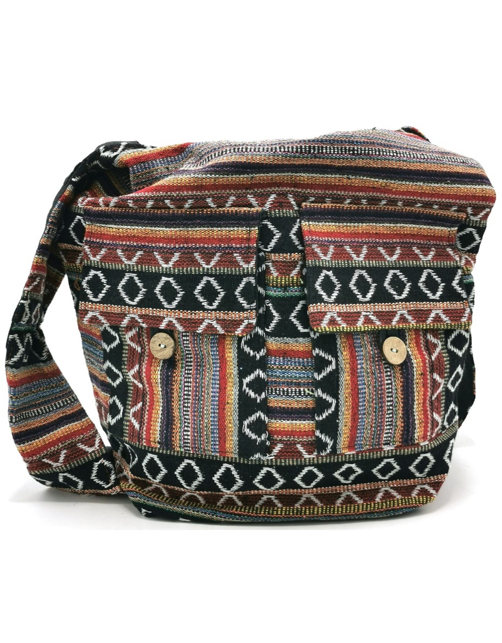 Trukado Modieus - Hobotas Geweven Stof met Etnisch Patroon Rood-zwart-bordeaux-multicolor