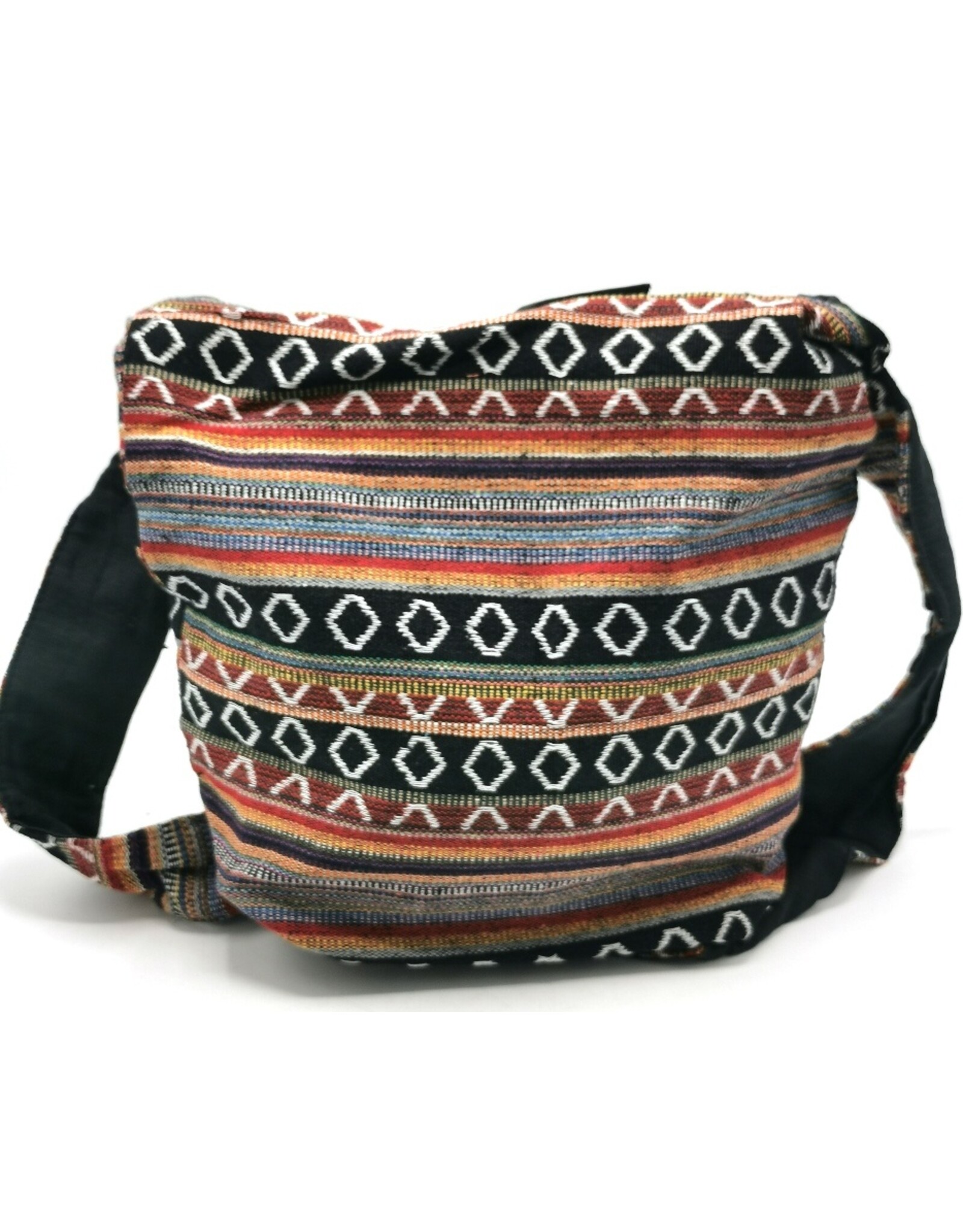 Trukado Modieus - Hobotas Geweven Stof met Etnisch Patroon Rood-zwart-bordeaux-multicolor