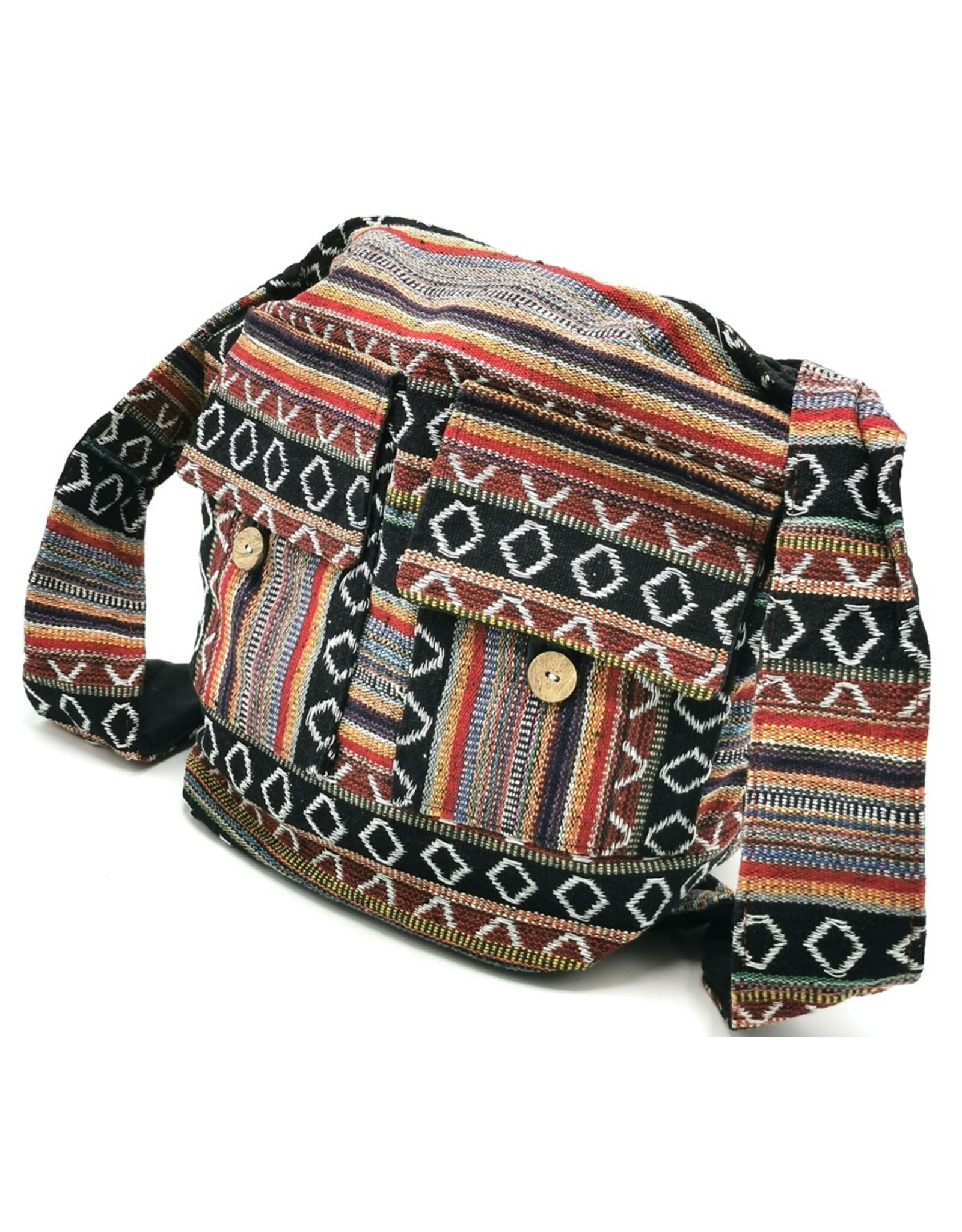 Trukado Modieus - Hobotas Geweven Stof met Etnisch Patroon Rood-zwart-bordeaux-multicolor