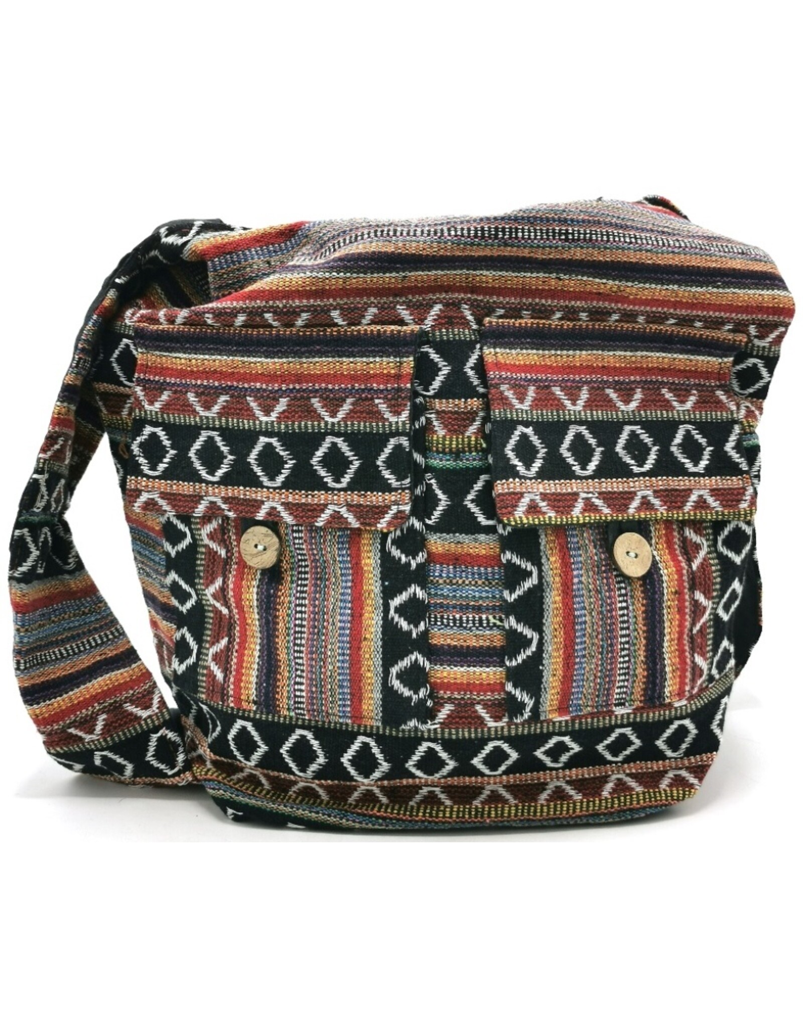 Trukado Modieus - Hobotas Geweven Stof met Etnisch Patroon Rood-zwart-bordeaux-multicolor