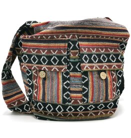 Trukado Hobo bag Woven Fabric with Ethnic Pattern  Rood-zwart-bordeaux-multicolor