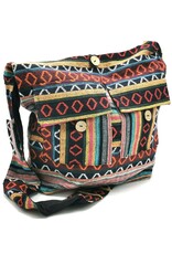 Trukado Fashion bags - Hobo bag Woven Fabric with Ethnic Pattern  Black-orange-yellow