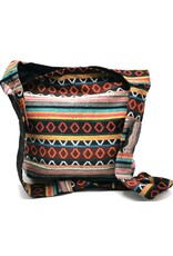 Trukado Fashion bags - Hobo bag Woven Fabric with Ethnic Pattern  Black-orange-yellow