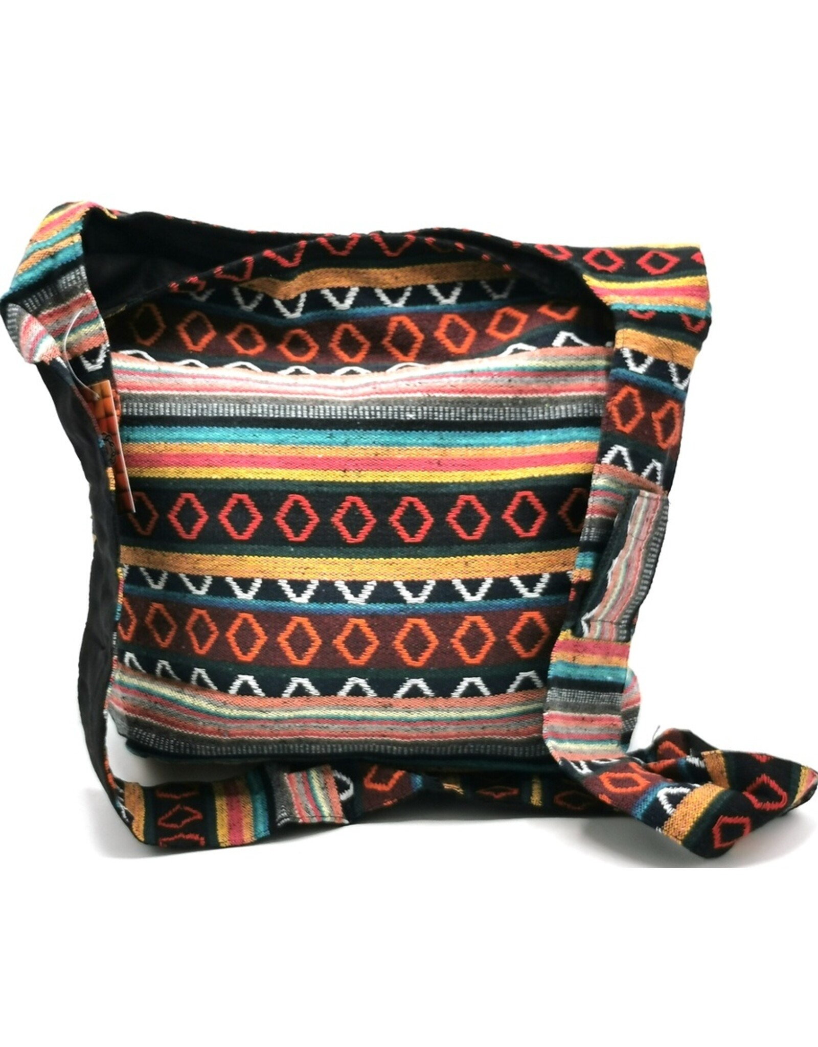 Trukado Fashion bags - Hobo bag Woven Fabric with Ethnic Pattern  Black-orange-yellow