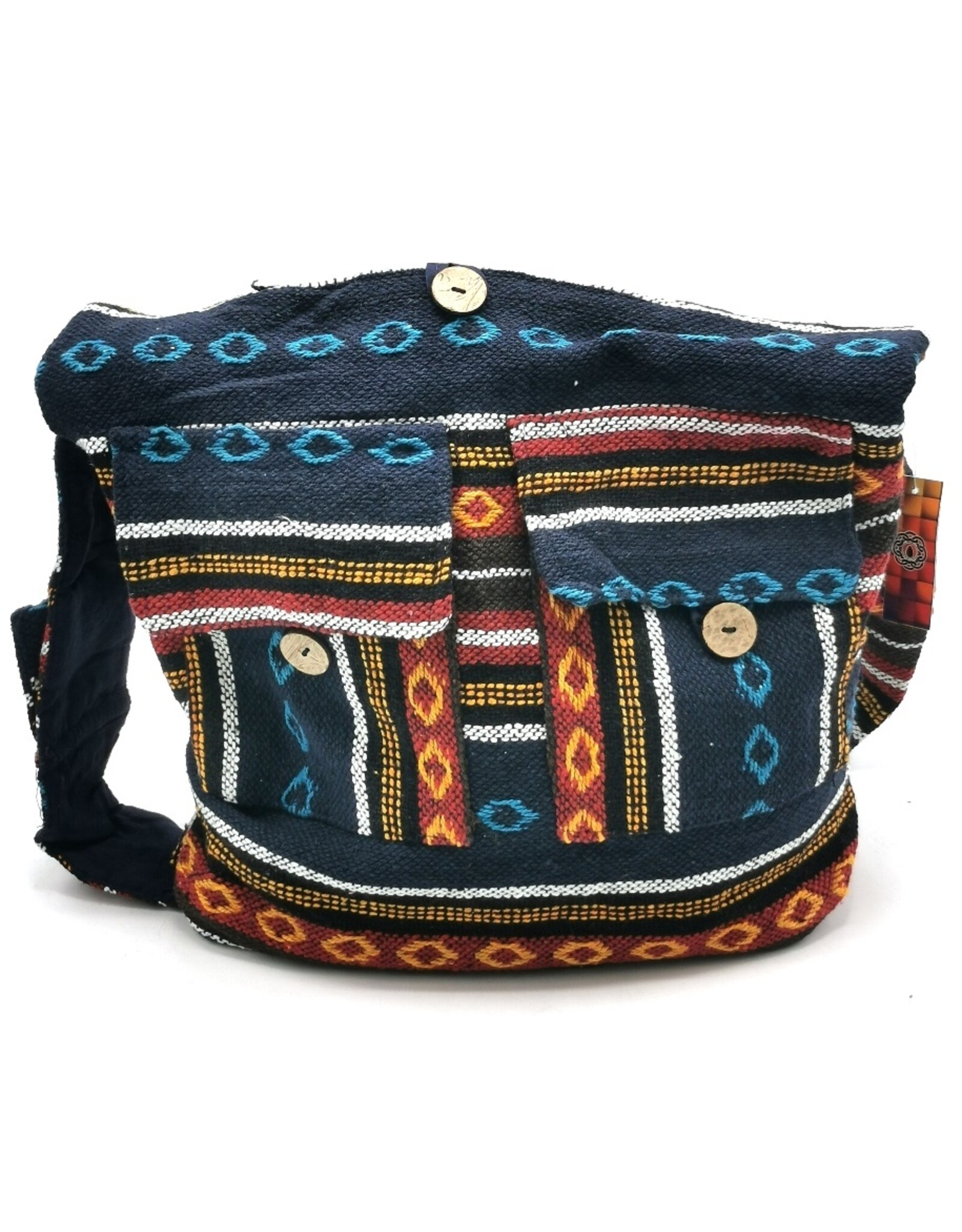 Trukado Fashion bags - Hobo bag Woven Fabric with Ethnic Pattern   Blue-orange