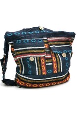 Trukado Fashion bags - Hobo bag Woven Fabric with Ethnic Pattern   Blue-orange
