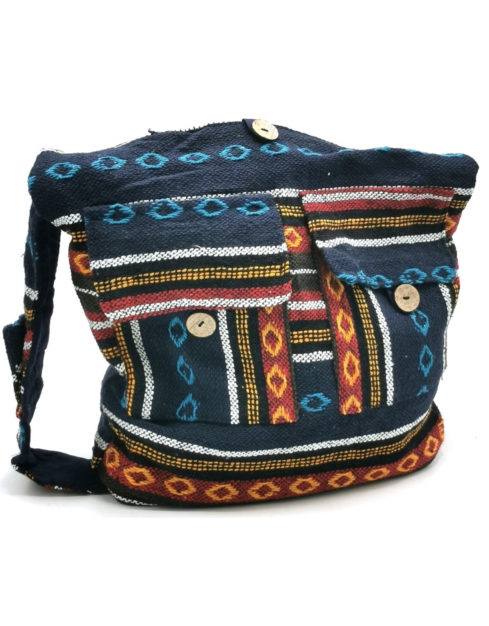 Trukado Modieus - Hobotas Geweven Stof met Etnisch Patroon Blauworanje