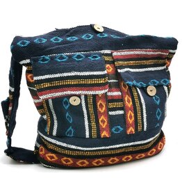 Trukado Hobo bag Woven Fabric with Ethnic Pattern  Blue-orange