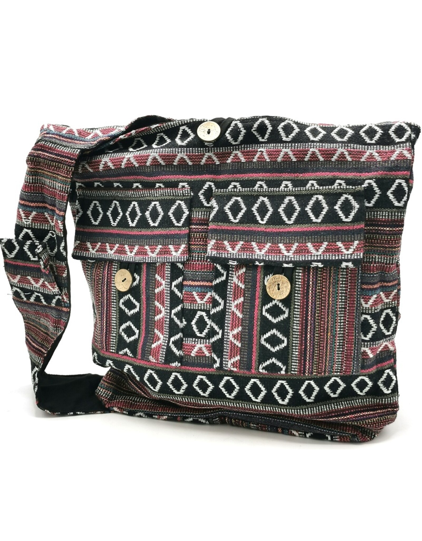 Trukado Modieus - Hobotas Geweven Stof met Etnisch Patroon Bordeaux-grijszwart