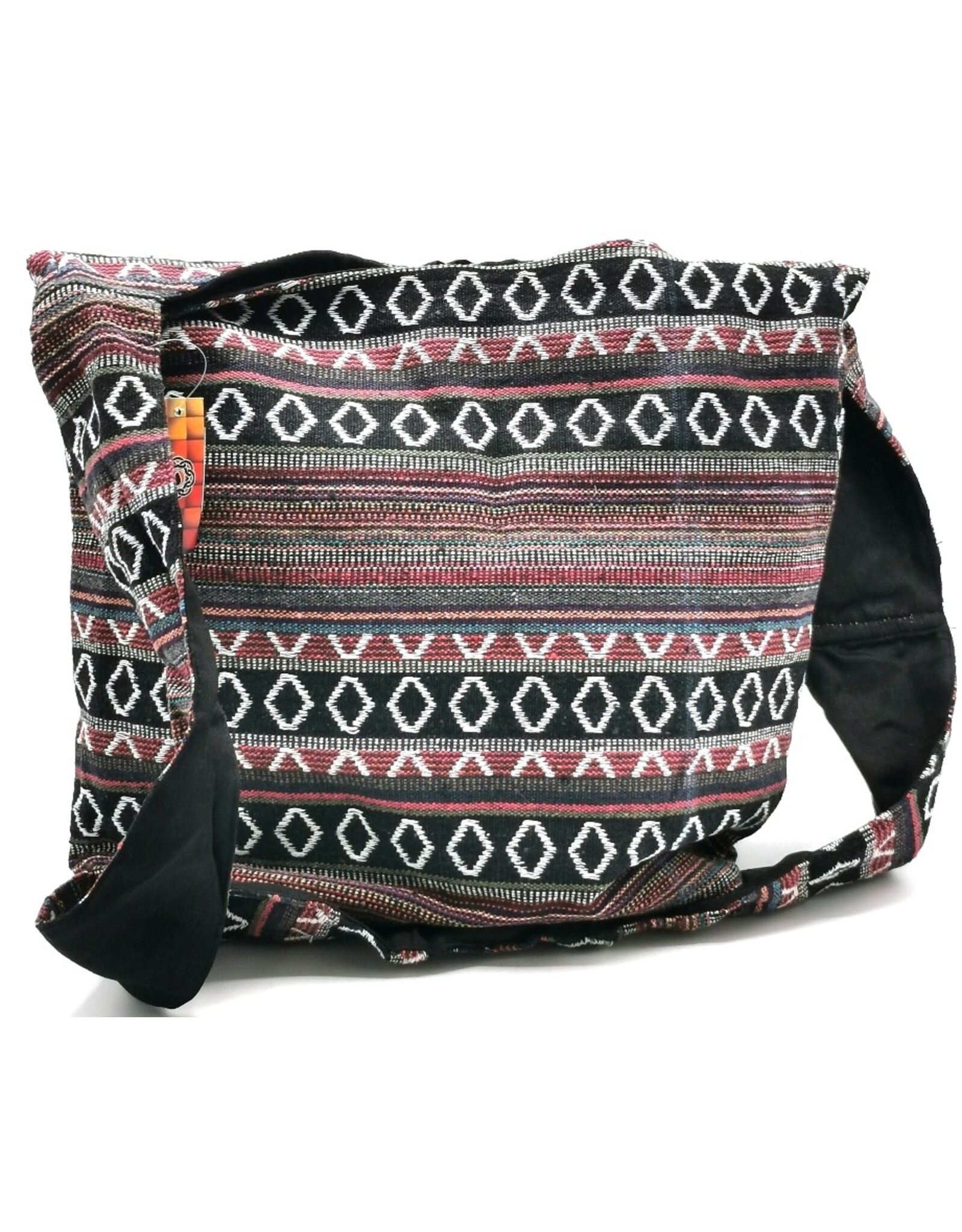 Trukado Modieus - Hobotas Geweven Stof met Etnisch Patroon Bordeaux-grijszwart