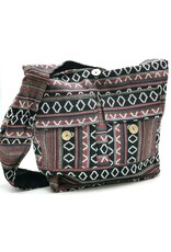 Trukado Modieus - Hobotas Geweven Stof met Etnisch Patroon Bordeaux-grijszwart