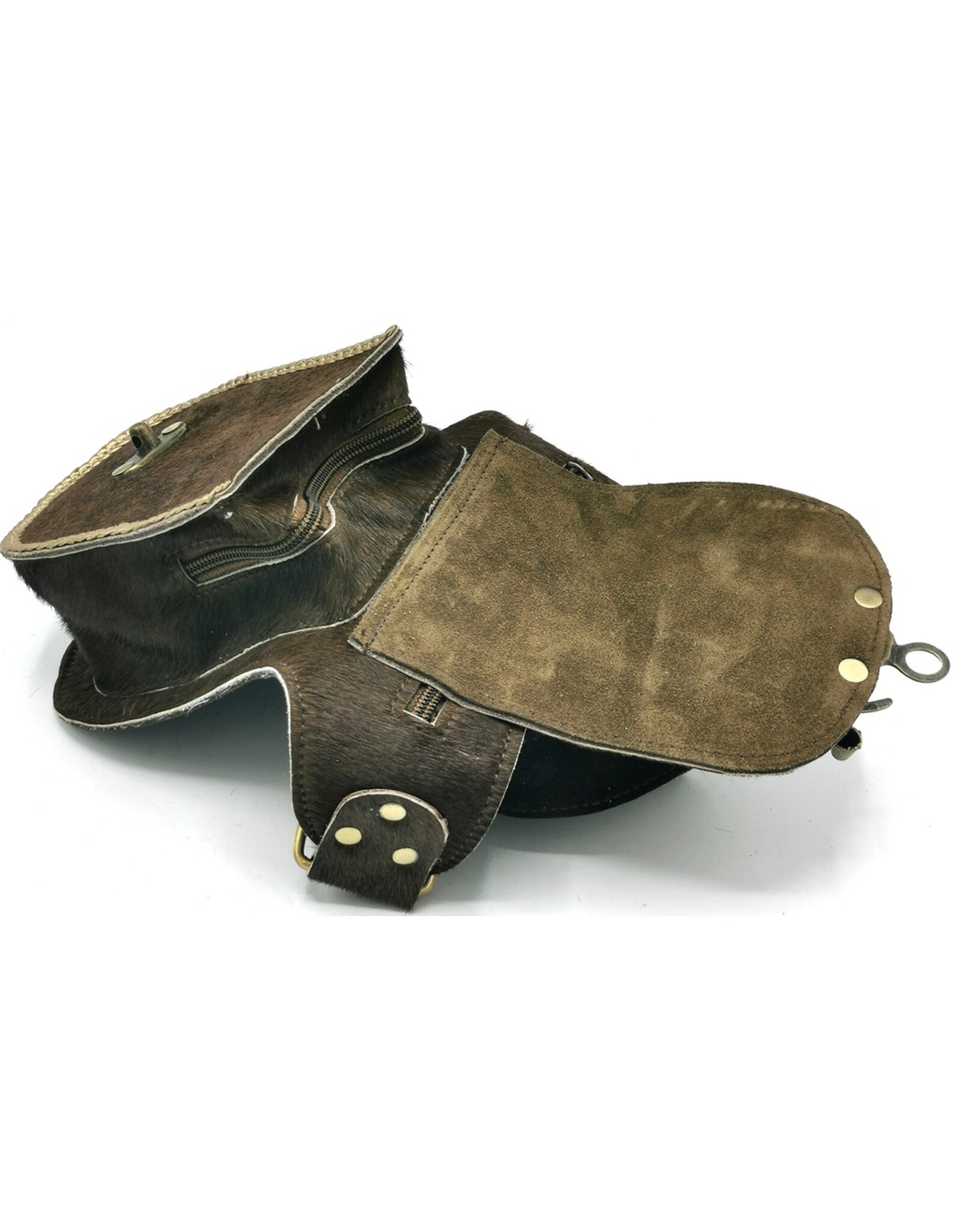 Trukado Small leather bags, cluches and more - Cowhide Hipbag with Shells and Vintage Hook Indian