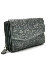 Hillburry Leather Wallets - Hillburry Flap Wallet with Embossed Leaves