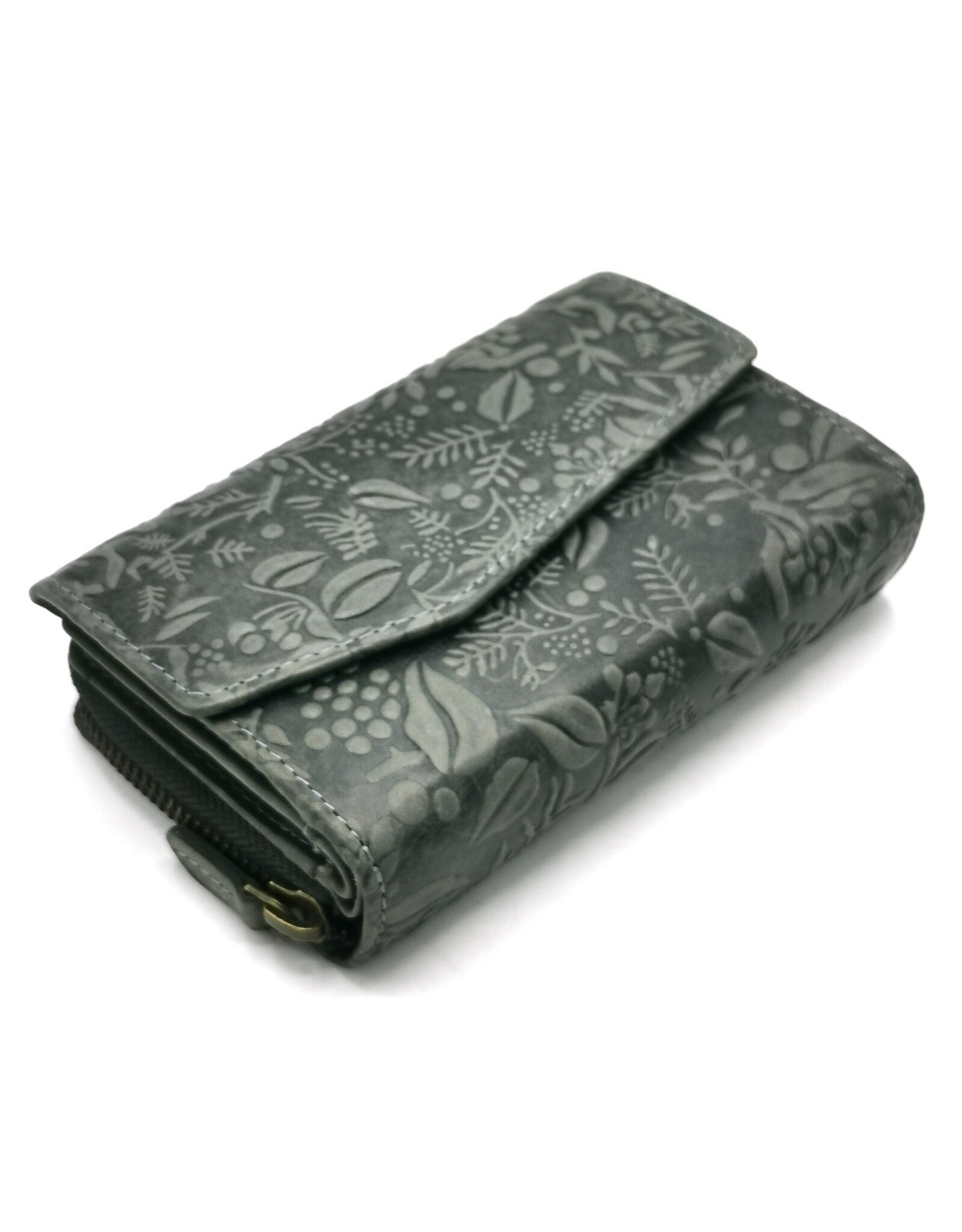 Hillburry Leather Wallets - Hillburry Flap Wallet with Embossed Leaves