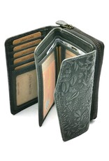 Hillburry Leather Wallets - Hillburry Flap Wallet with Embossed Leaves