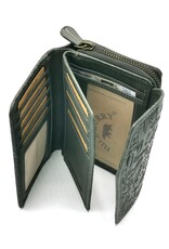 Hillburry Leather Wallets - Hillburry Flap Wallet with Embossed Leaves