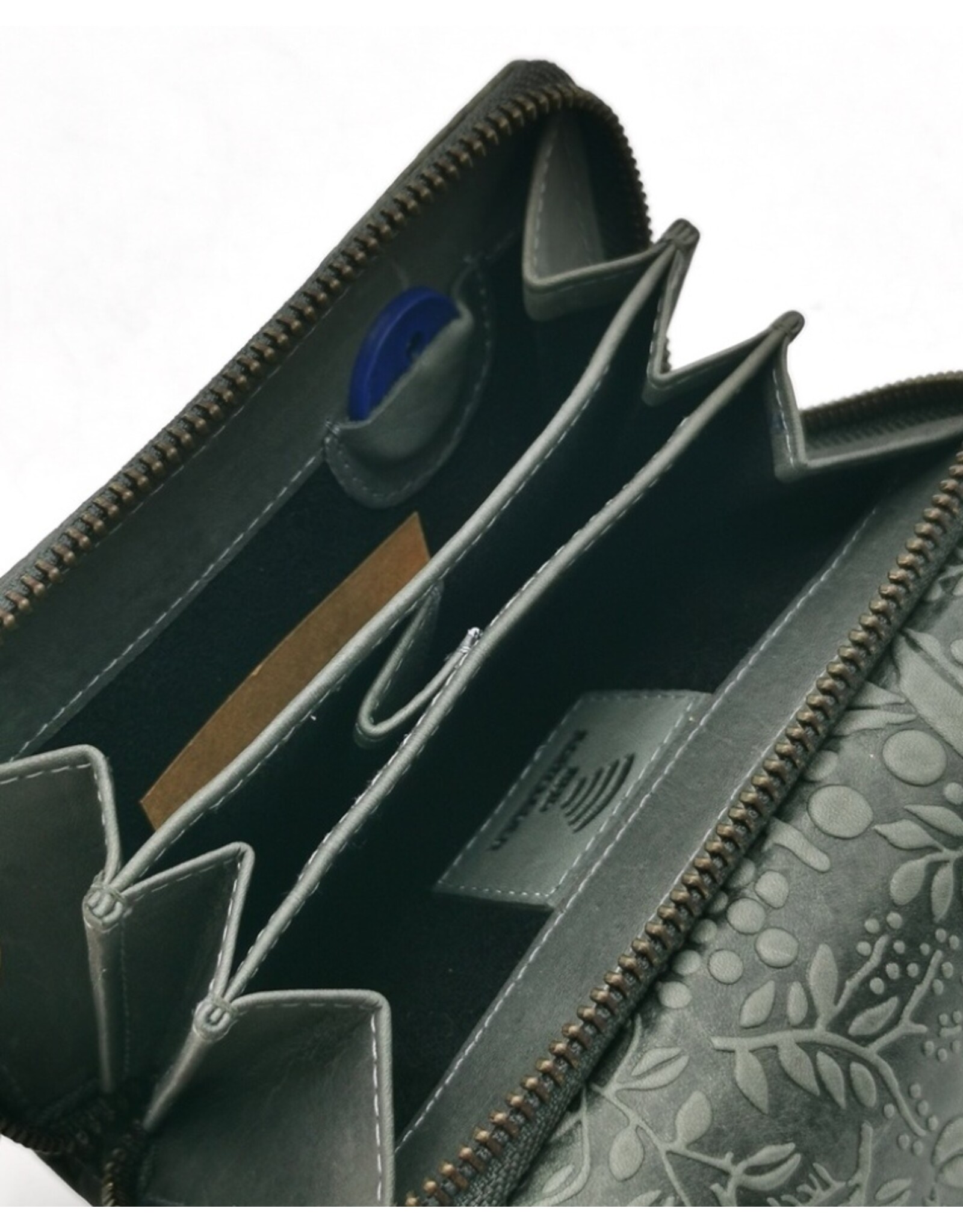 Hillburry Leren Portemonnees - Hillburry Overslagportemonnee met Relief Bladeren