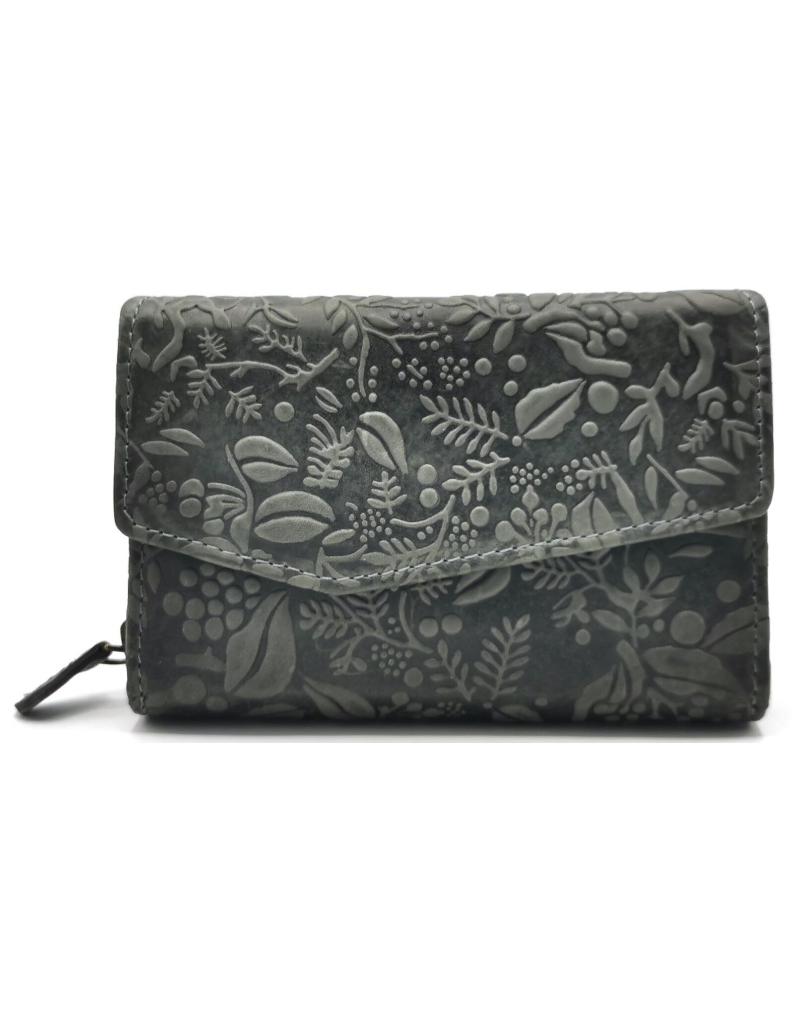 Hillburry Leather Wallets - Hillburry Flap Wallet with Embossed Leaves
