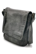 HillBurry Leren tassen - HillBurry Crossbody met omslag gewassen leer d.grijs