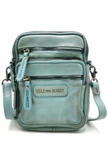 Hillburry Leren schoudertassen Leren crossbody tassen - Hillburry Schoudertas met Ritsvakjes Lichtblauw