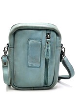 Hillburry Leren schoudertassen Leren crossbody tassen - Hillburry Schoudertas met Ritsvakjes Lichtblauw