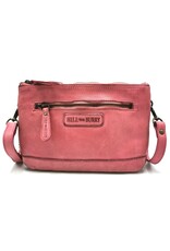 HillBurry Leren tassen - Hillburry Schoudertas-Clutch met vakjes Gewassen Leer roze