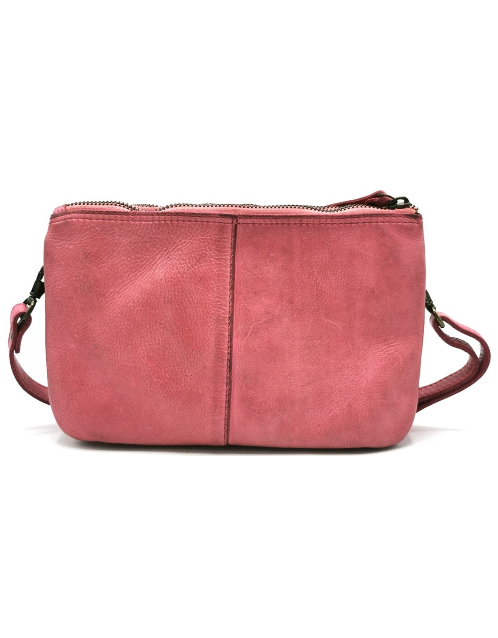 HillBurry Leather bags - Hillburry Shoulder Bag-Clutch with compartements Washed Leather pink