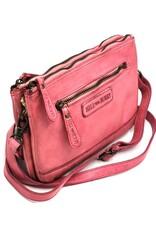 HillBurry Leather bags - Hillburry Shoulder Bag-Clutch with compartements Washed Leather pink