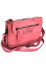 HillBurry Leather bags - Hillburry Shoulder Bag-Clutch with compartements Washed Leather pink