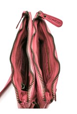 HillBurry Leather bags - Hillburry Shoulder Bag-Clutch with compartements Washed Leather pink