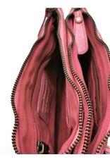 HillBurry Leren tassen - Hillburry Schoudertas-Clutch met vakjes Gewassen Leer roze