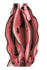 HillBurry Leather bags - Hillburry Shoulder Bag-Clutch with compartements Washed Leather pink