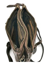 HillBurry Leren tassen - Hillburry Schoudertas-Clutch met vakjes Gewassen Leer bruin