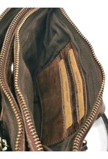 HillBurry Leren tassen - Hillburry Schoudertas-Clutch met vakjes Gewassen Leer bruin