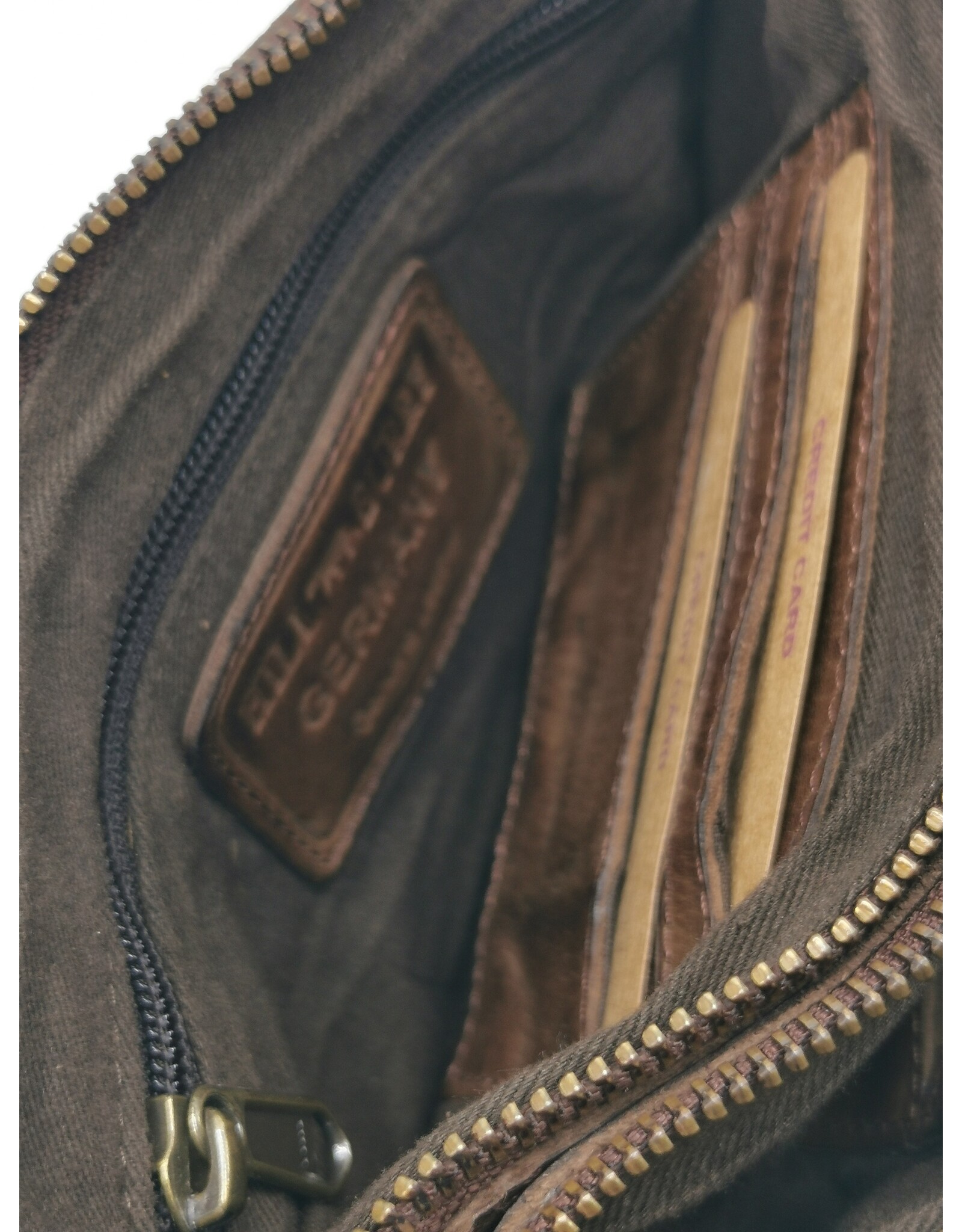 HillBurry Leather bags - Hillburry Shoulder Bag-Clutch with compartements Washed Leather brown