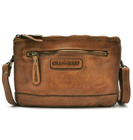 HillBurry Hillburry Shoulder Bag-Clutch with compartements Washed Leather cognac