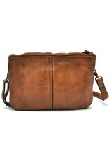 HillBurry Leather bags - Hillburry Shoulder Bag-Clutch with compartements Washed Leather cognac
