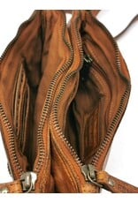 HillBurry Leather bags - Hillburry Shoulder Bag-Clutch with compartements Washed Leather cognac