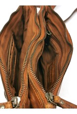 HillBurry Leren tassen - Hillburry Schoudertas-Clutch met vakjes Gewassen Leer cognac