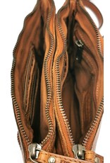 HillBurry Leather bags - Hillburry Shoulder Bag-Clutch with compartements Washed Leather cognac