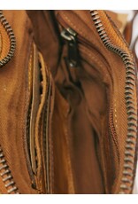 HillBurry Leather bags - Hillburry Shoulder Bag-Clutch with compartements Washed Leather cognac