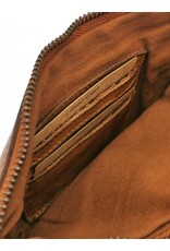 HillBurry Leather bags - Hillburry Shoulder Bag-Clutch with compartements Washed Leather cognac