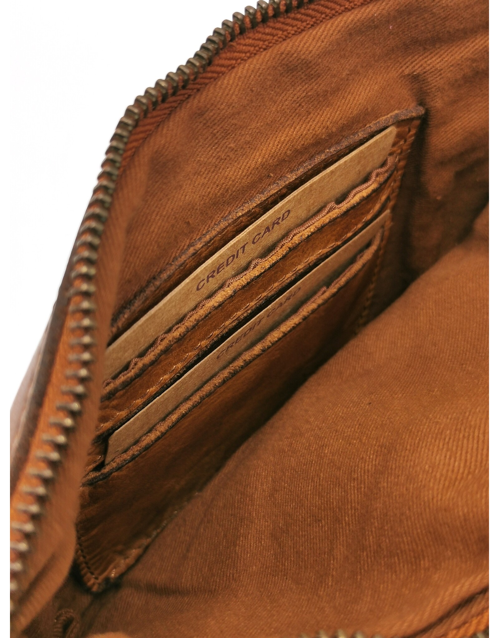 HillBurry Leren tassen - Hillburry Schoudertas-Clutch met vakjes Gewassen Leer cognac