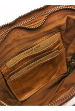 HillBurry Leather bags - Hillburry Shoulder Bag-Clutch with compartements Washed Leather cognac