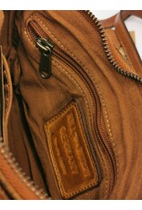 HillBurry Leather bags - Hillburry Shoulder Bag-Clutch with compartements Washed Leather cognac