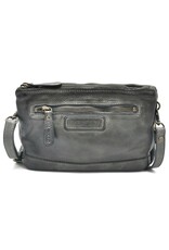HillBurry Leather bags - Hillburry Shoulder Bag-Clutch with compartements Washed Leather d.grei