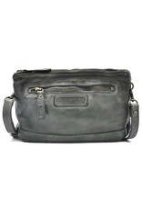 HillBurry Leather bags - Hillburry Shoulder Bag-Clutch with compartements Washed Leather d.grei
