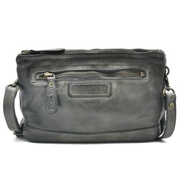 HillBurry Hillburry Shoulder Bag-Clutch with compartements Washed Leather d.grei