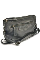 HillBurry Leather bags - Hillburry Shoulder Bag-Clutch with compartements Washed Leather d.grei